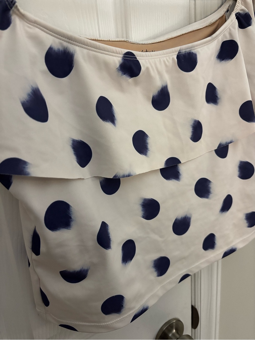 Kortni Jeane Cream Top with Indigo Polka Dots - Picture 3 of 8